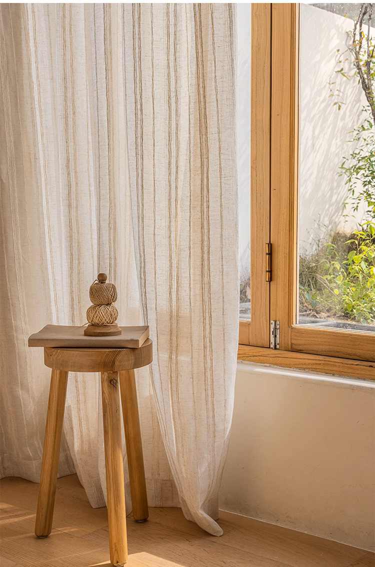 Old Asian Style Linen Sheer Curtains, Living Room Curtain, Bedroom Curtain, Gray Curtain, Custom Made Sheer Voile Tulle Curtain