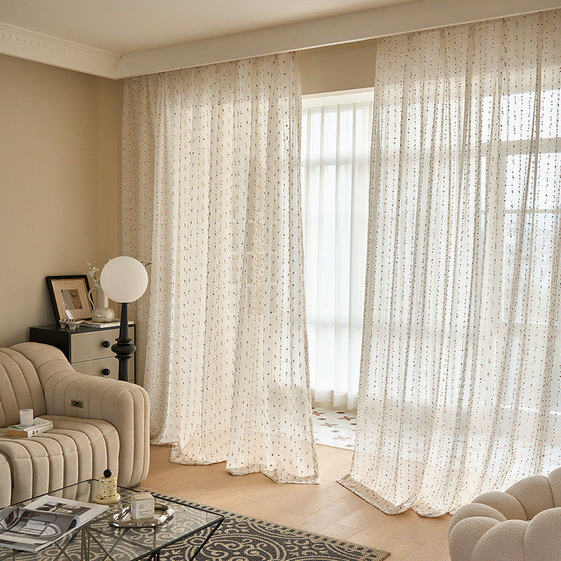 Colorful Candy Beam Woven Striped Linen Style Textured Sheer Curtains