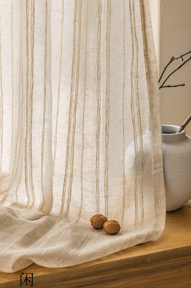 Old Asian Style Linen Sheer Curtains, Living Room Curtain, Bedroom Curtain, Gray Curtain, Custom Made Sheer Voile Tulle Curtain