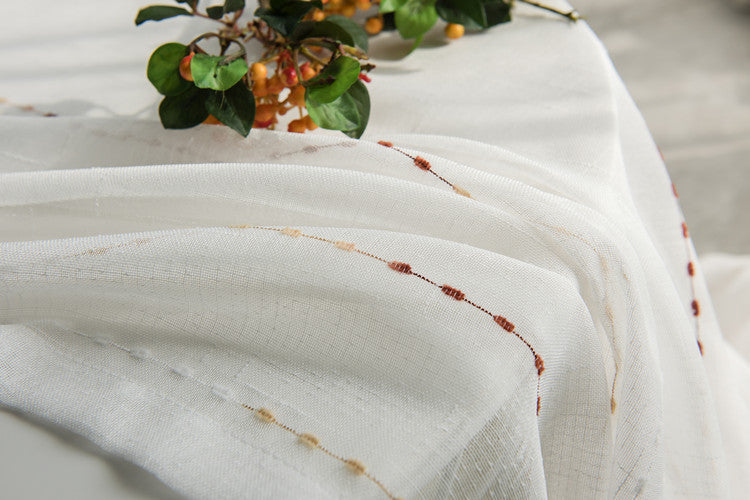 Woven Gradient Color Stripes Linen Texture Sheer Curtain