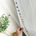 Colorful Woven Stripes Linen Texture Sheer Curtain