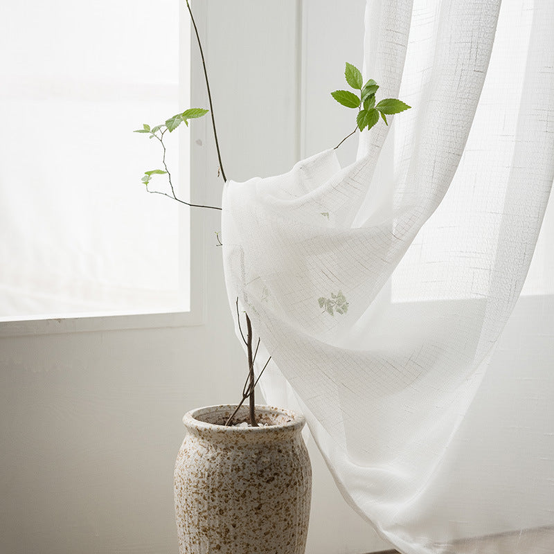 Modern Linen Texture Thin Sheer Curtains