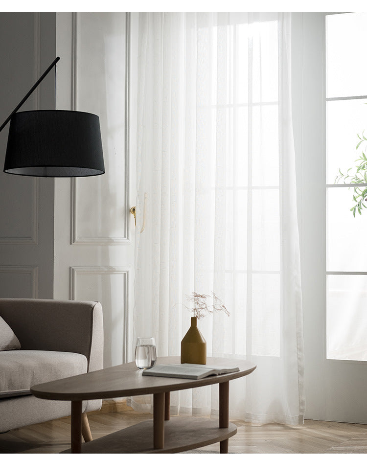 Modern Linen Texture Thin Sheer Curtains