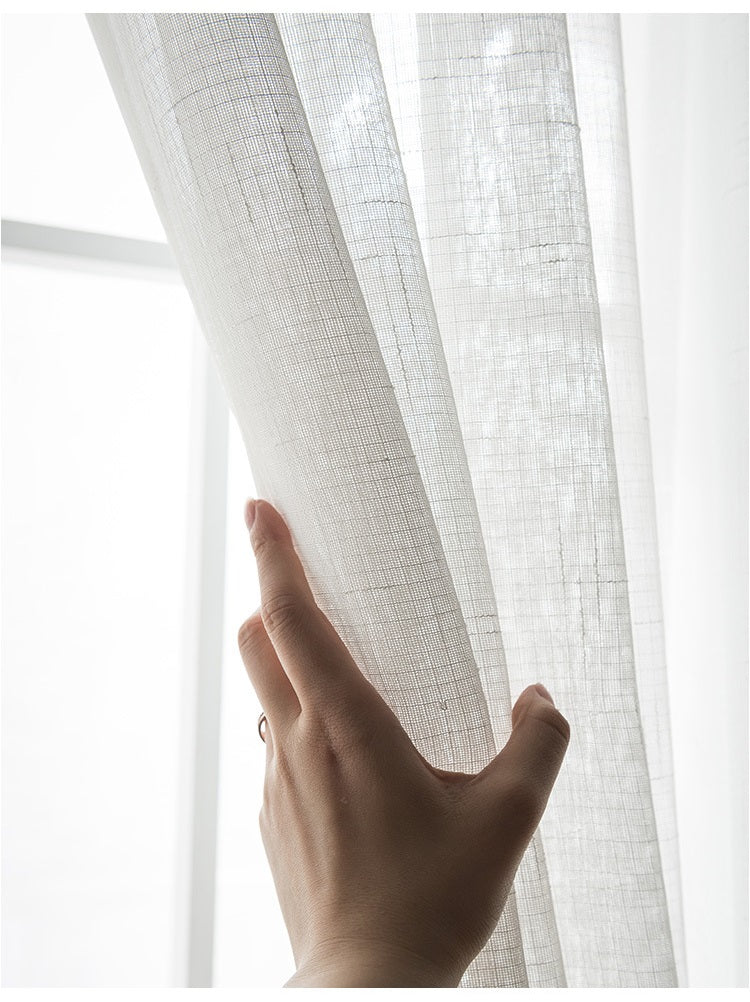 Modern Linen Texture Thin Sheer Curtains