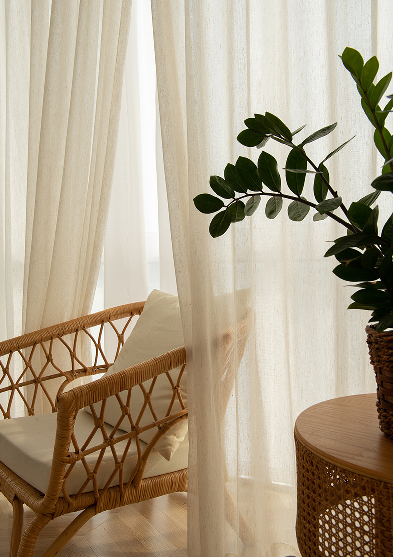 Simple Linen Style Textured Sheer Curtains