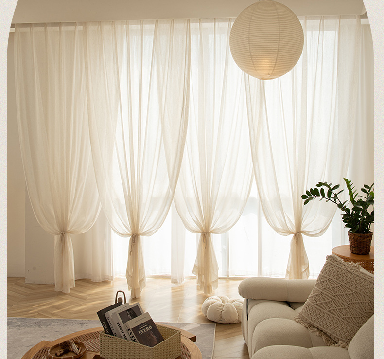 Simple Linen Style Textured Sheer Curtains