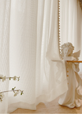 French Romantic Style Sheer Curtain with Wooden Beam Trim