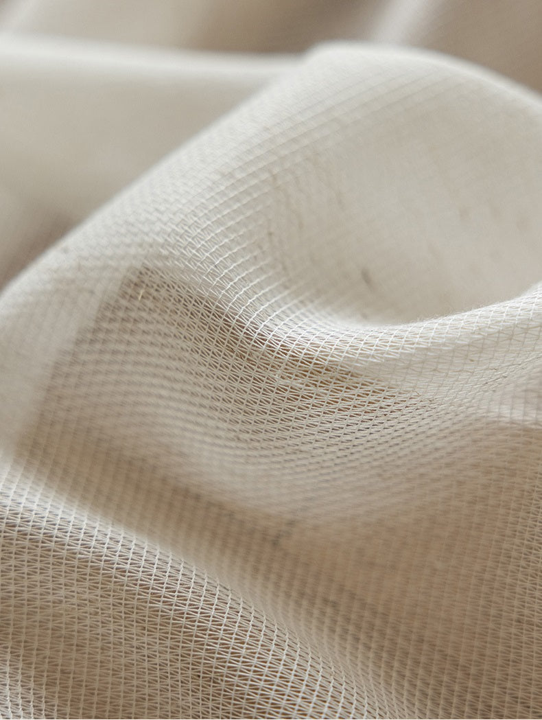 Custom Linen Pattern Sheer Curtain with Black Edge