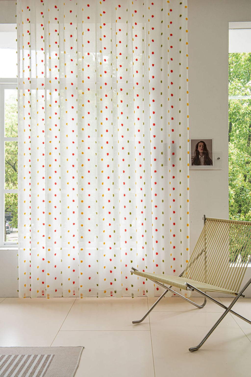 Full of Colourful Cotton Candy Sheer Curtain (Red, Yellow and Green)