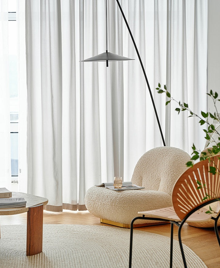 Modern Tiny Fishbone Pattern Semi Sheer Curtain