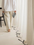 Custom Linen Pattern Sheer Curtain with Black Edge