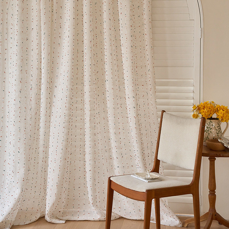 Colorful Candy Beam Woven Striped Linen Style Textured Sheer Curtains