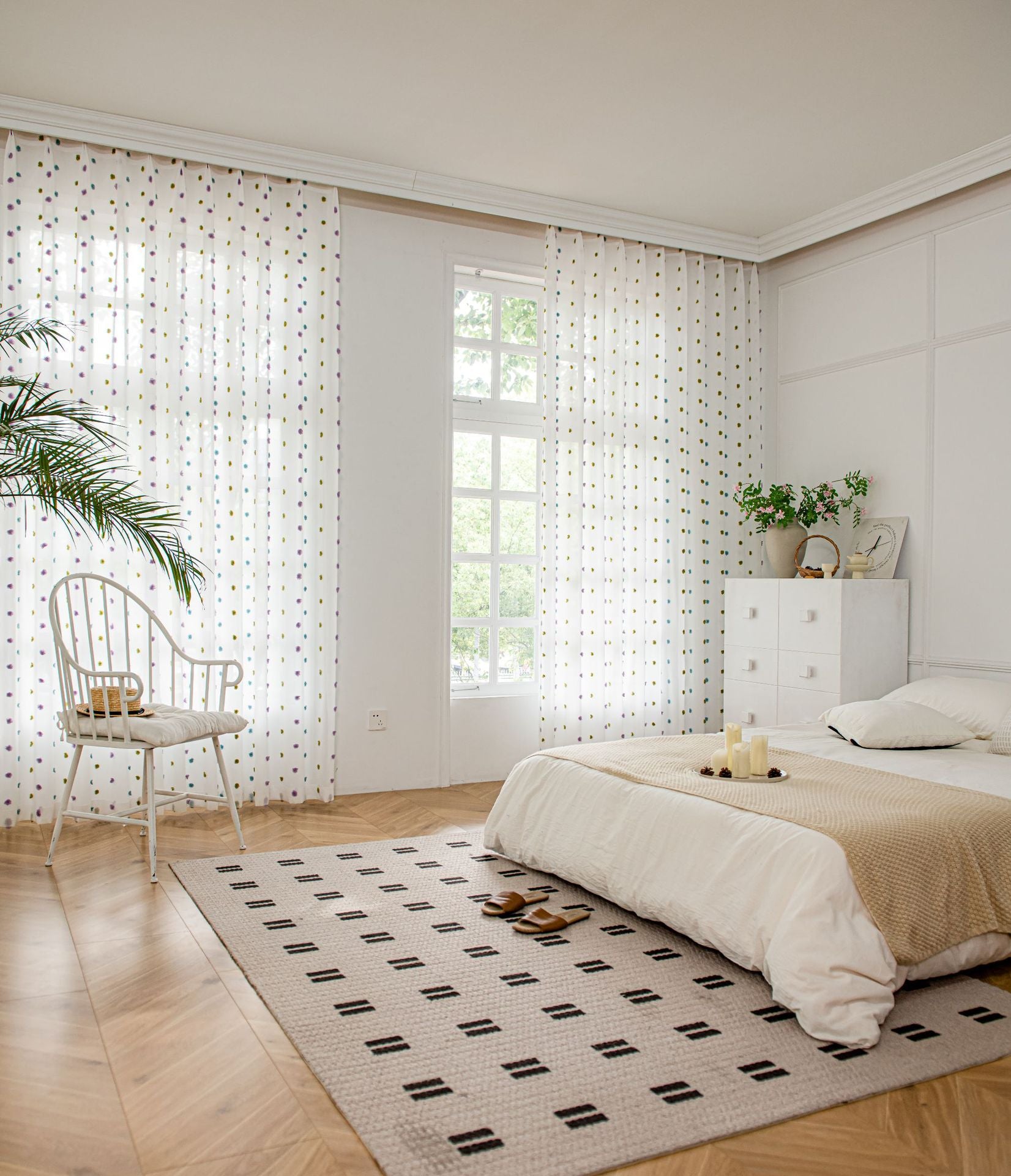 Full of Colourful Cotton Candy Sheer Curtain (Blue, Purple and Green)