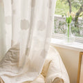 Kid Style White Cloud Embroidery Sheer Curtains, Kids Bedroom Curtain, Gray Curtain, Custom Made Sheer Voile Tulle Curtain