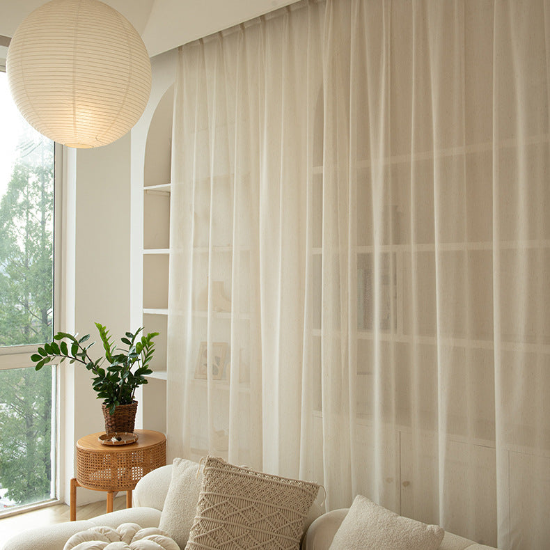 Simple Linen Style Textured Sheer Curtains