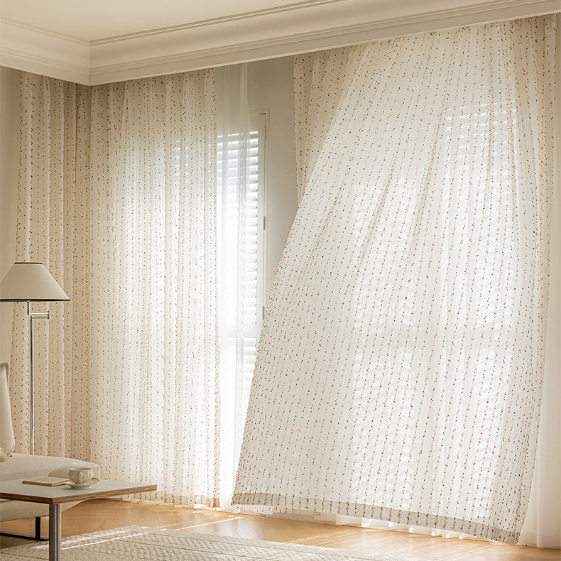Colorful Candy Beam Woven Striped Linen Style Textured Sheer Curtains
