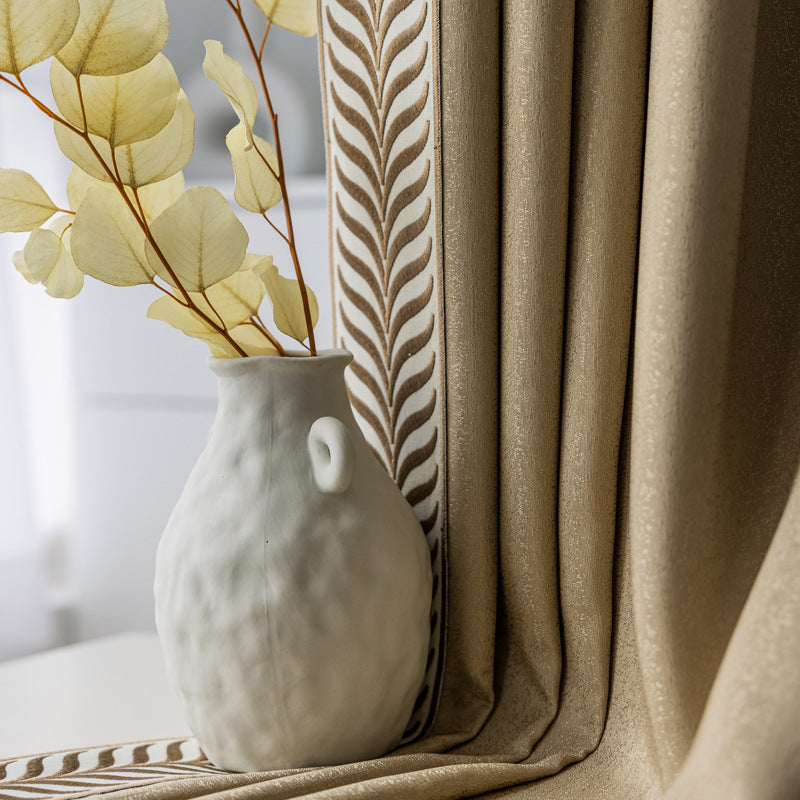 Grand Luxury Vintage Style Velvet Blackout Patchwork with Trim Curtains