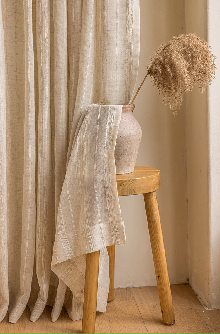 Old Asian Style Linen Sheer Curtains, Living Room Curtain, Bedroom Curtain, Gray Curtain, Custom Made Sheer Voile Tulle Curtain