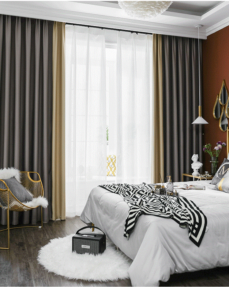 Luxury Stripes Pattern Curtains, Mixed Color Patched Curtains