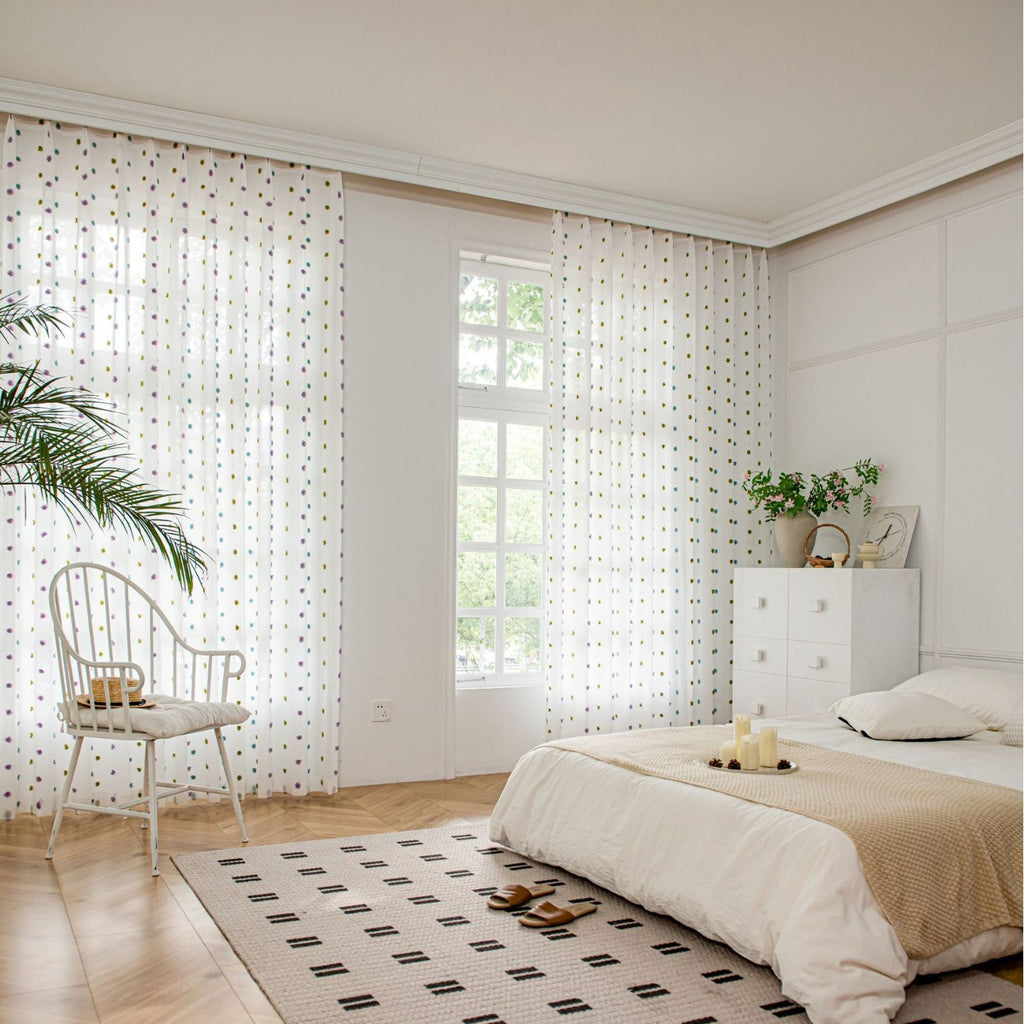 Full of Colourful Cotton Candy Sheer Curtain (Blue, Purple and Green)