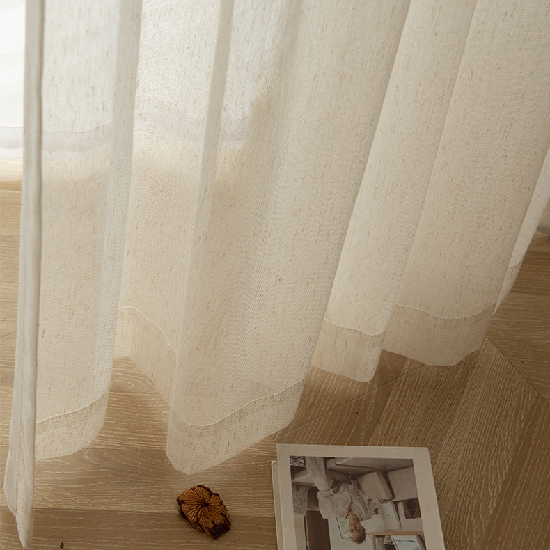 Simple Linen Style Textured Sheer Curtains