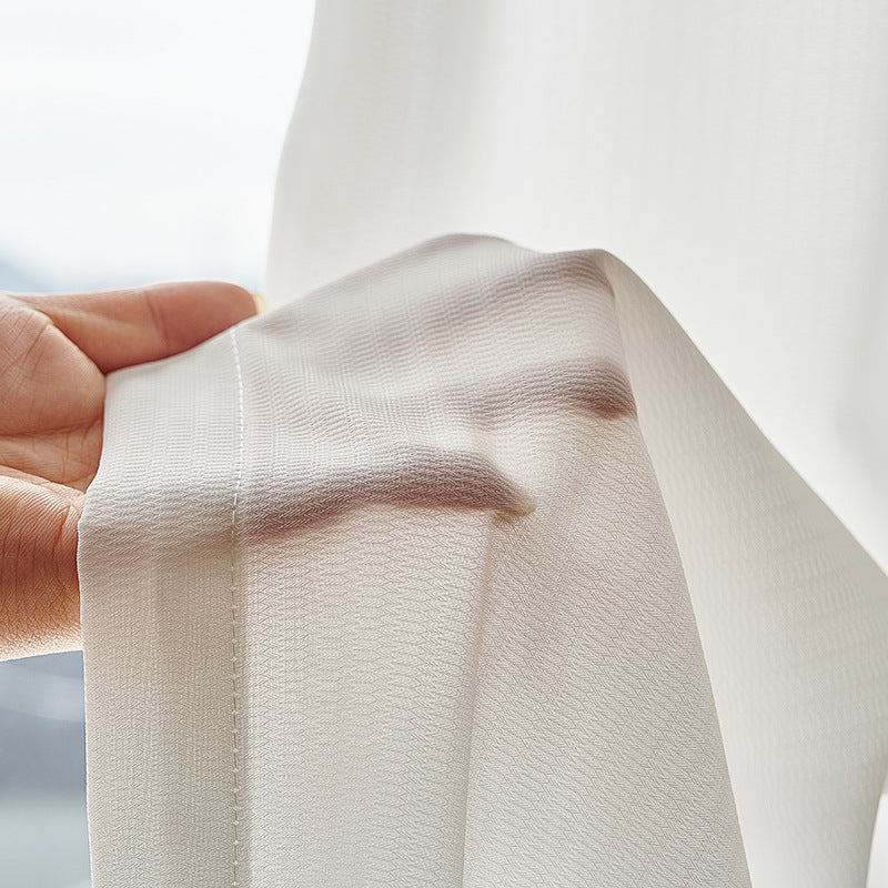 Modern Tiny Fishbone Pattern Semi Sheer Curtain