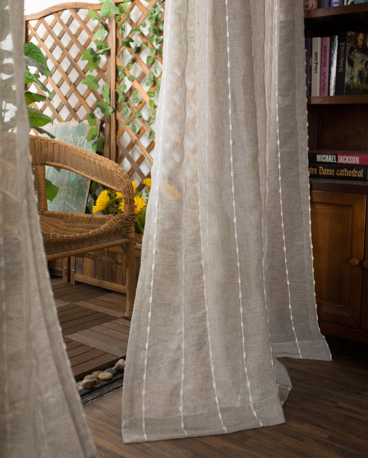 Modern Striped Linen Sheer Curtains